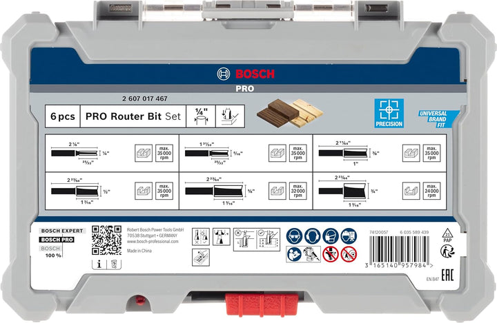 Bosch Professional 6tlg. Nutfräser Set (für Holz, für Oberfräsen mit 1/4 Zoll Schaft) 6 tlg. | Nutfr