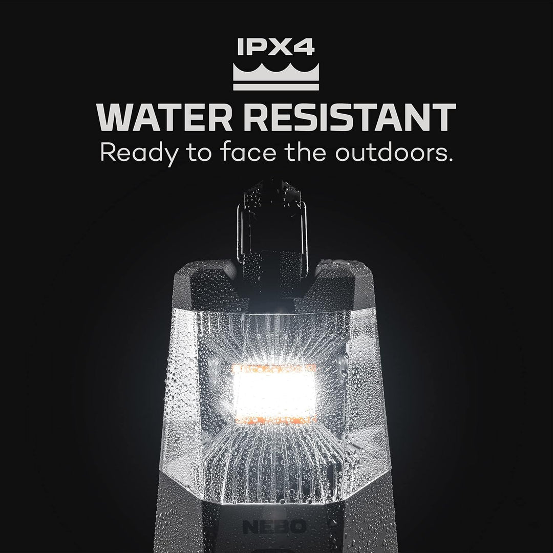 NEBO Galileo 1000 Lumen Laterne, wiederaufladbar, mit Flex-Power, 360˚ C.O.B LED-Beleuchtung, Schwar