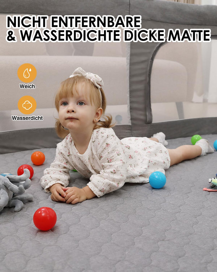 Laufstall Baby mit Spielmatte,Laufgitter Baby,Kinderzaun mit Atmungsaktivem Netz,Tragbarer Laufstall