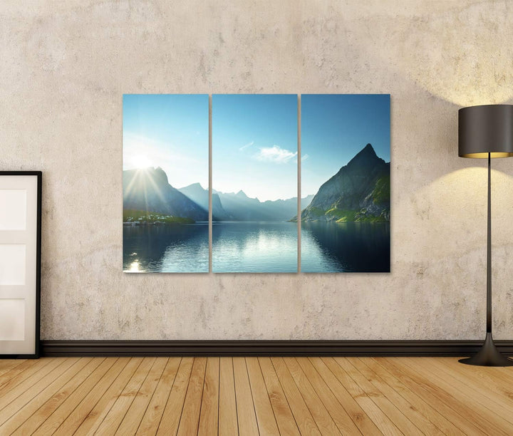 islandburner Bild auf Leinwand Sonnenuntergang Lofoten Inseln Norwegen Europa Bilder Wandbilder Post