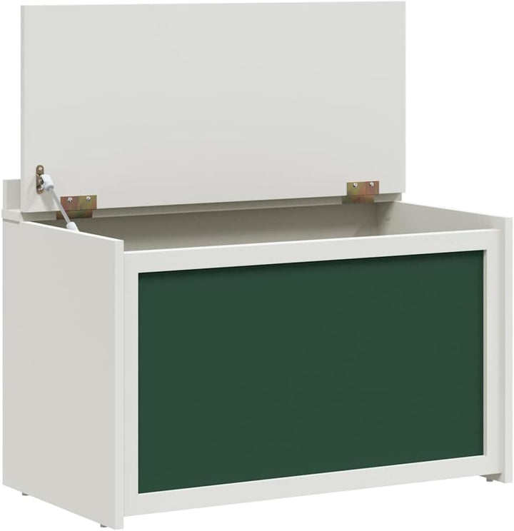 ROROS weisse Spielzeugtruhe mit Tafel, Stauraum und Holzwerkstoff, ideal für Kinderzimmer und Spielz