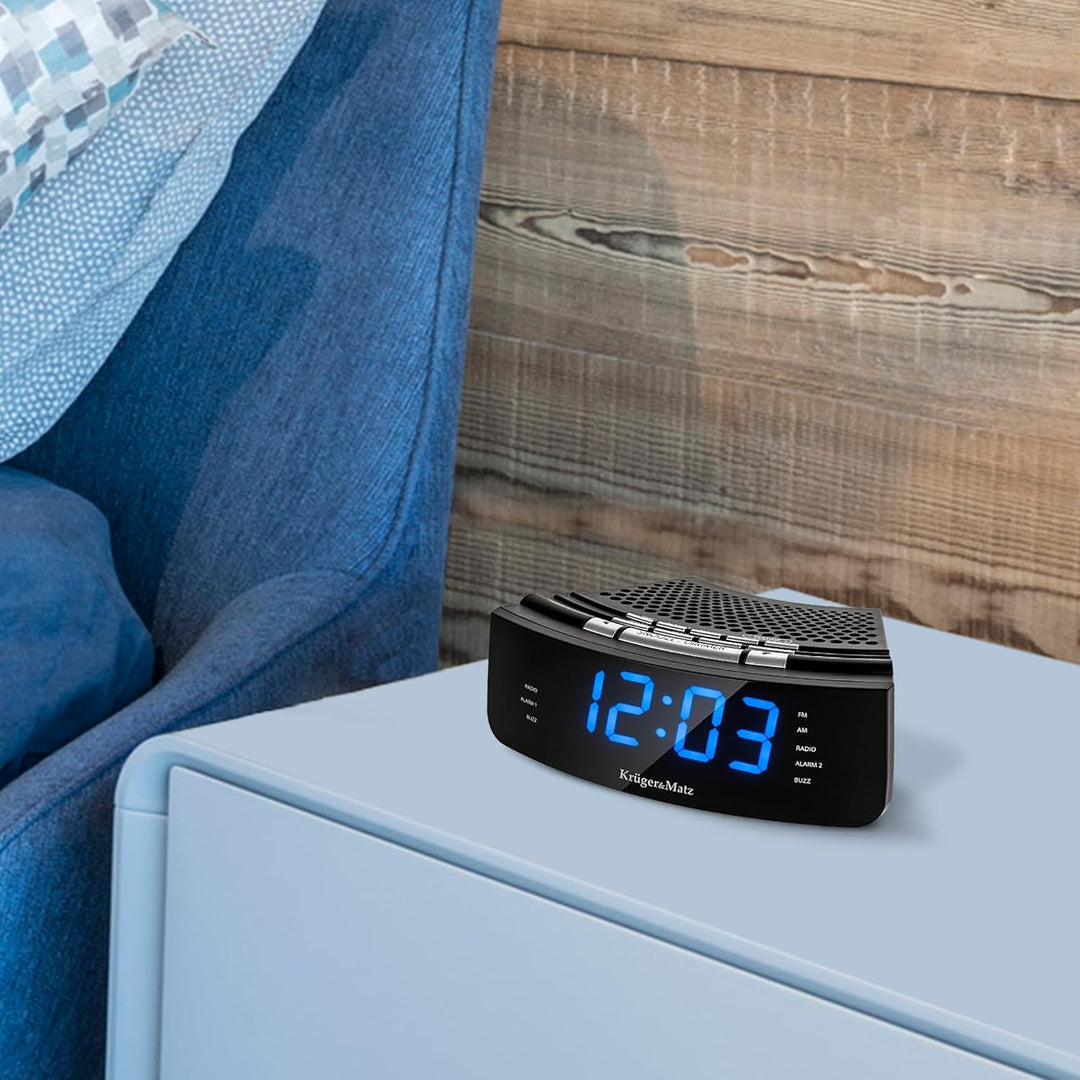 Krüger&Matz KM0813 Radiowecker Uhrenradio Wecker Uhr LED Display UKW FM AM Helligkeitsregler Snooze,