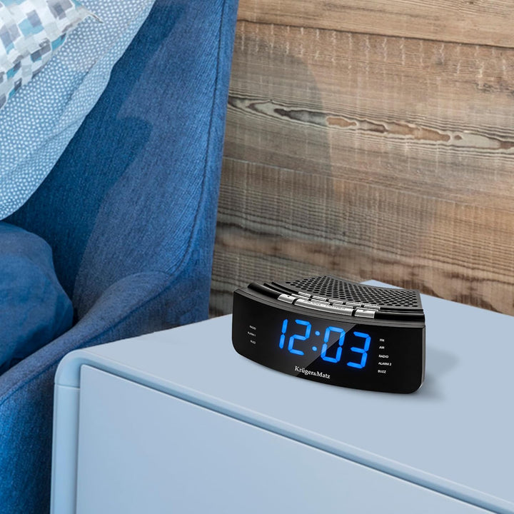 Krüger&Matz KM0813 Radiowecker Uhrenradio Wecker Uhr LED Display UKW FM AM Helligkeitsregler Snooze,