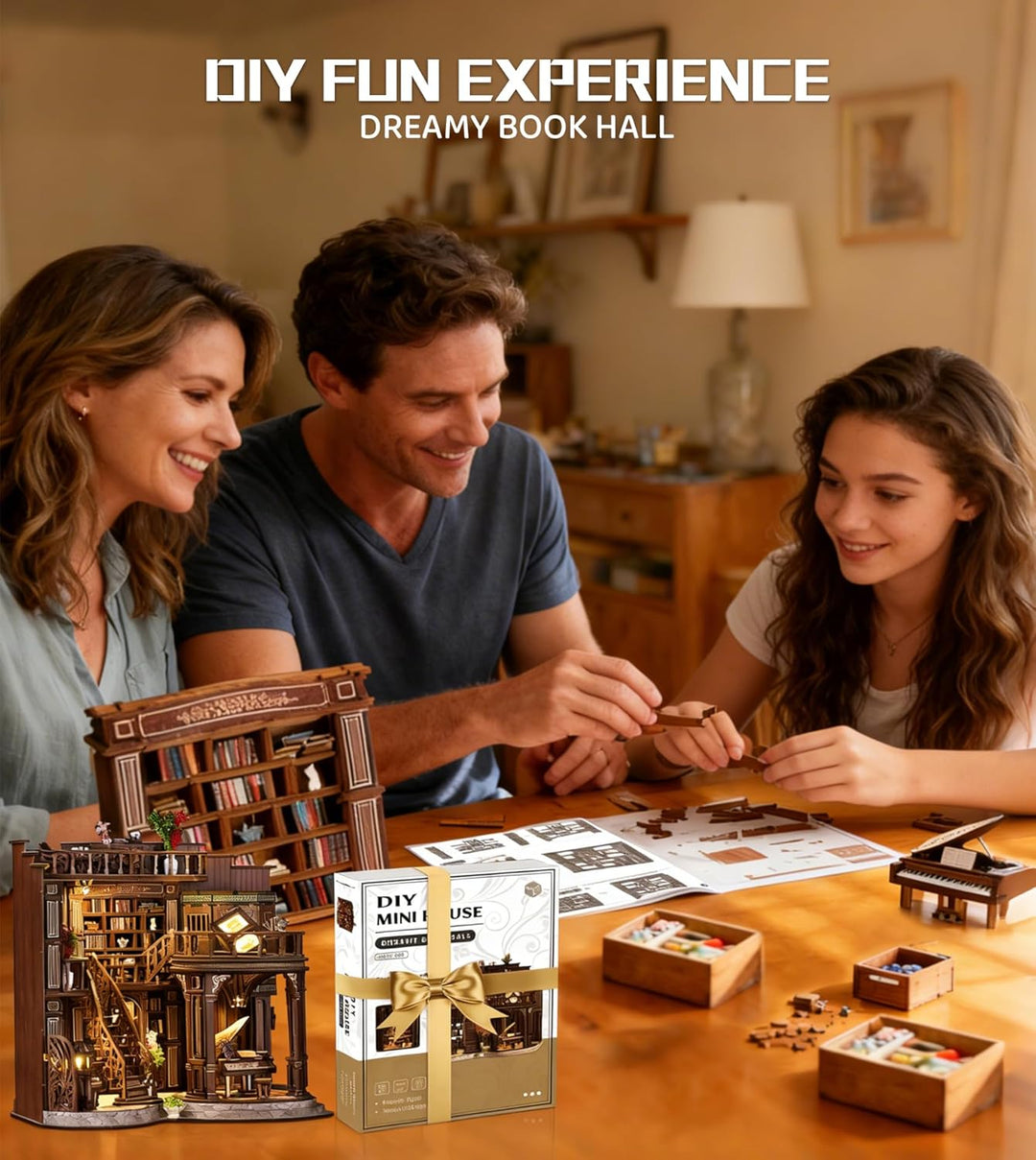 Spilay Miniatur Haus, DIY Miniature House Modellbausatz Mit LED-Licht, Puppenhaus Holz Tiny House, K