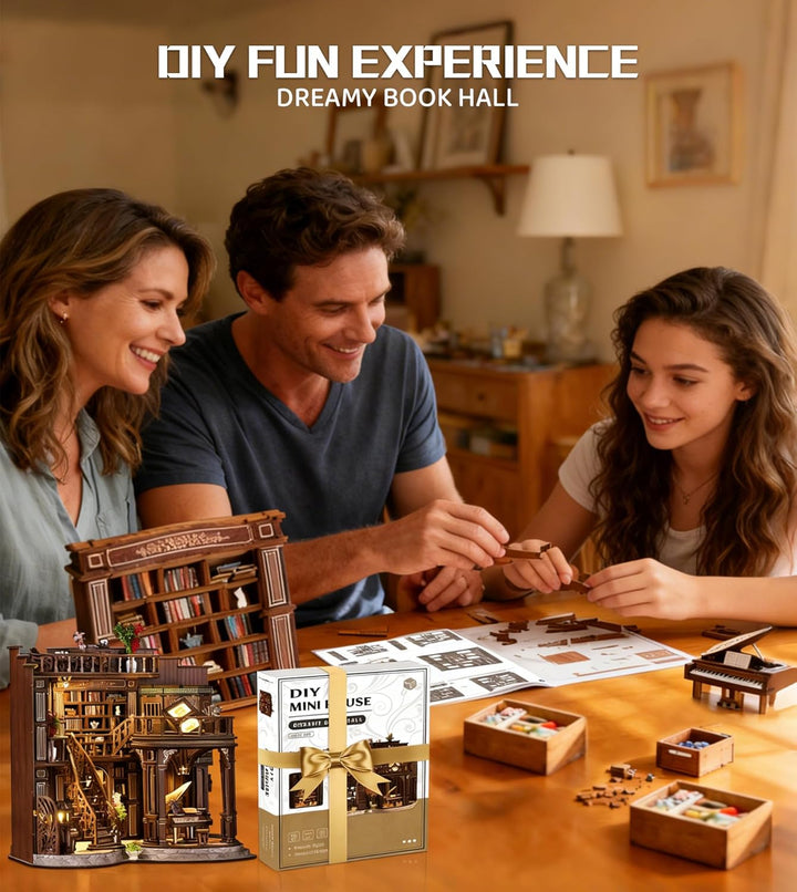 Spilay Miniatur Haus, DIY Miniature House Modellbausatz Mit LED-Licht, Puppenhaus Holz Tiny House, K