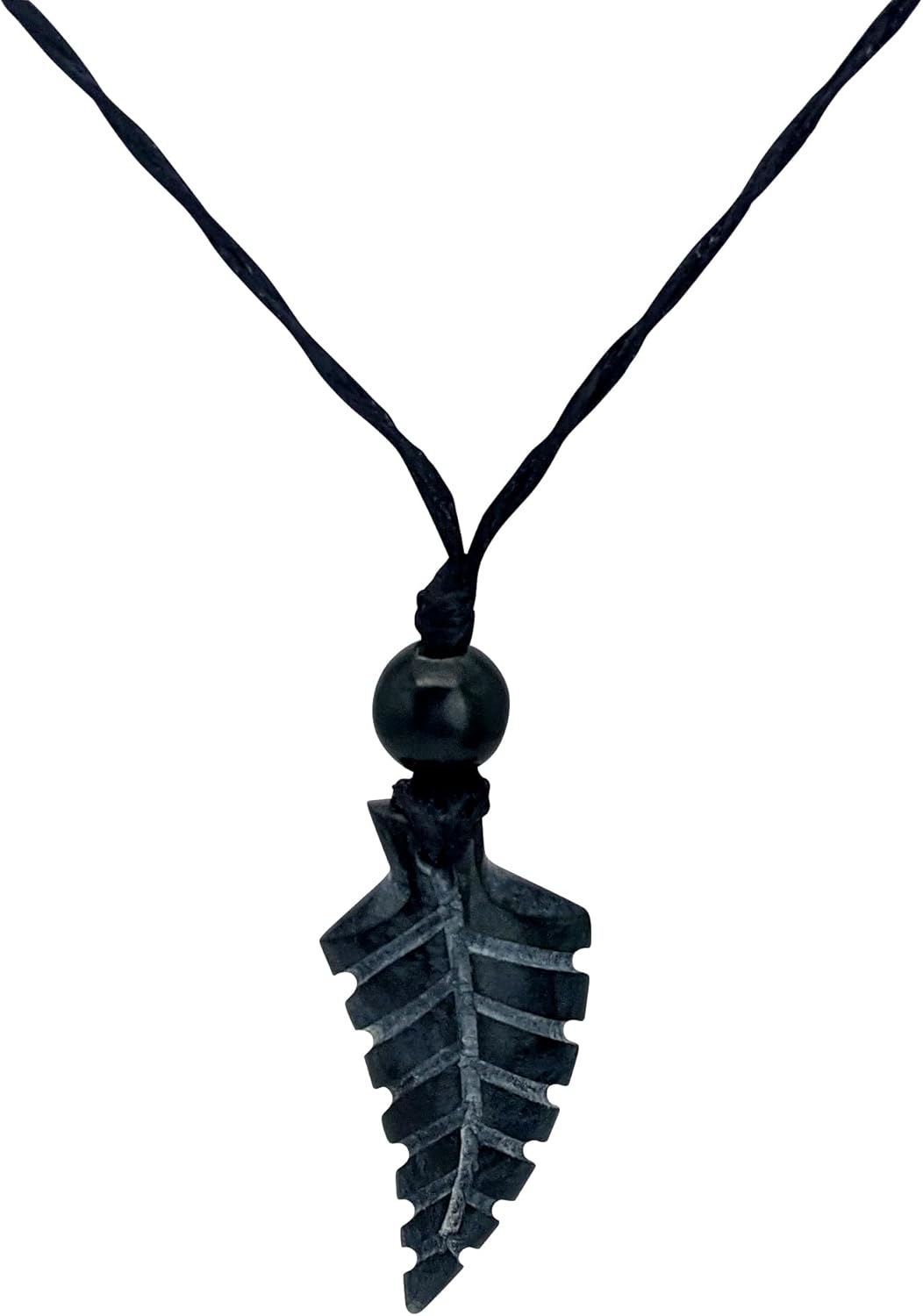 81stgeneration Anhänger Halskette Farn Handgeschnitzte Schwarze Nephrit-Jade für Damen und Herren