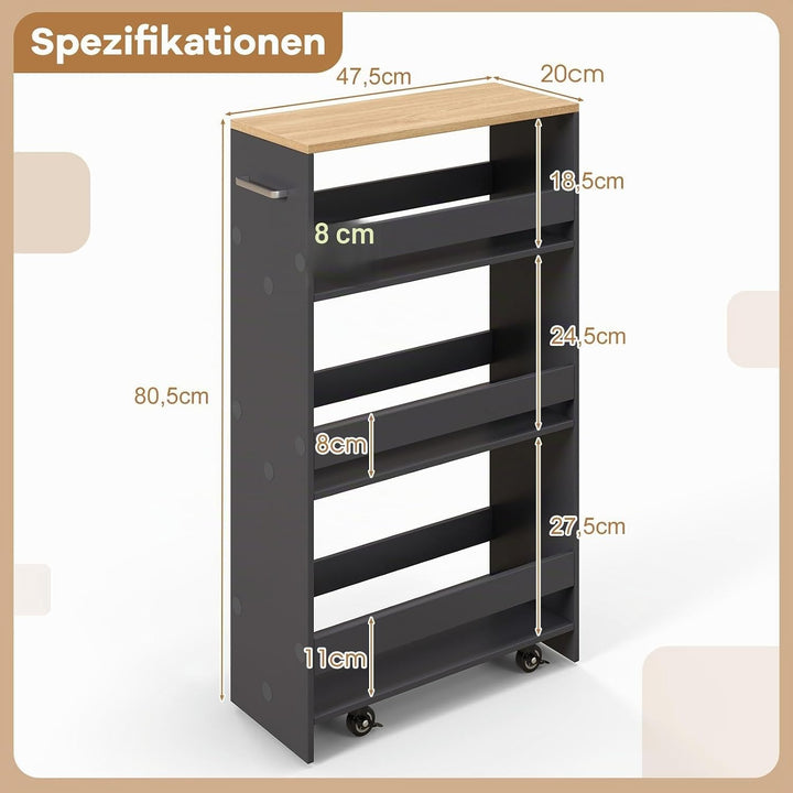 GIANTEX Nischenregal 20 cm Breit, Küchenregal Küchenschrank Küchenwagen Klein, Nischenschrank Nische