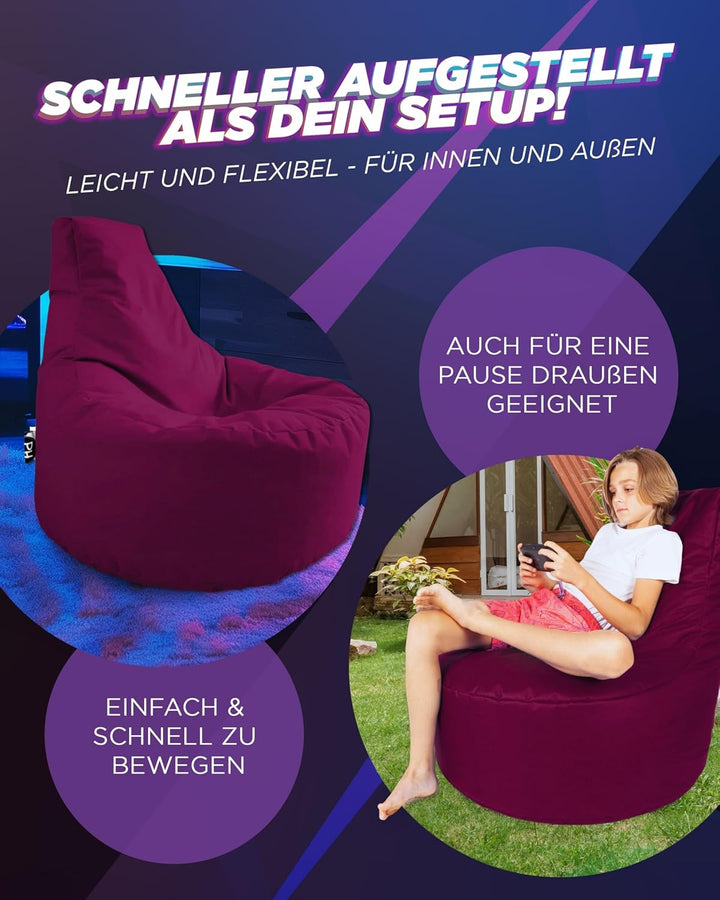 PATCH HOME Gamer Sessel mit Reissverschluss Lounge Kissen Sitzsack Sitzkissen Bean Bag In & Outdoor