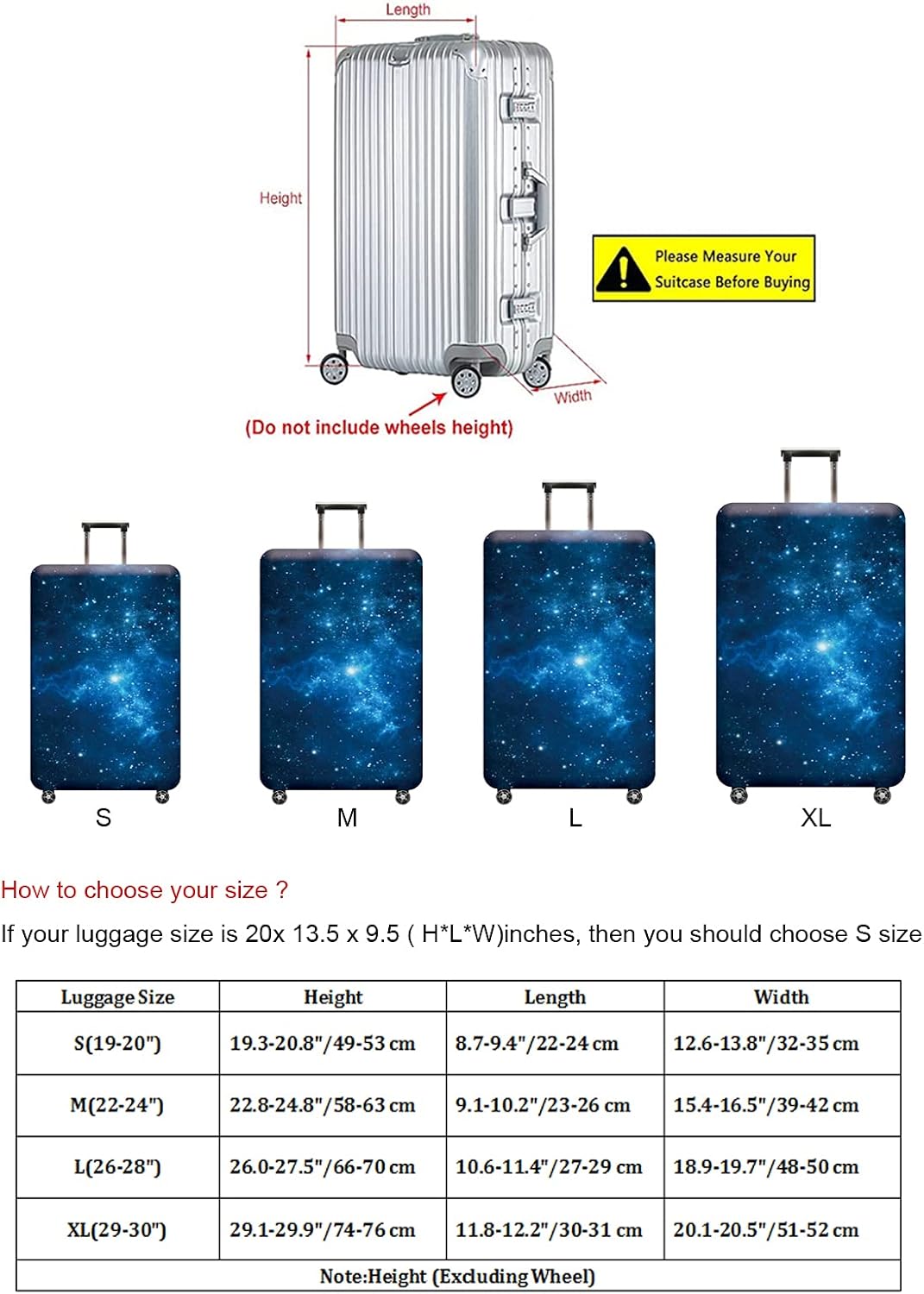 Gepäckabdeckung, waschechter Schutzkoffer-Cover - Reise-elastischer Spandex-Koffer-Protector Für Gep