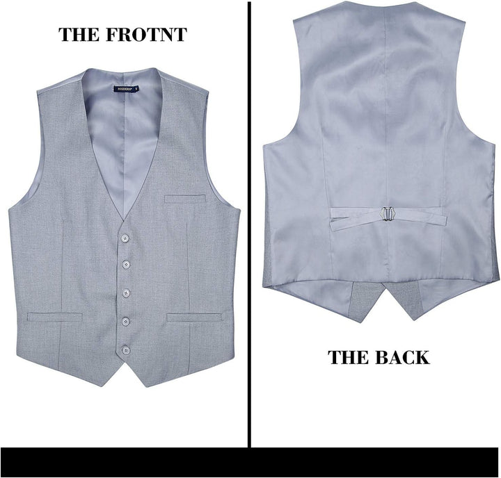 HISDERN Herren Formale Hochzeit Party Weste Baumwolle Einfarbig Weste XS Hellgrau, XS Hellgrau
