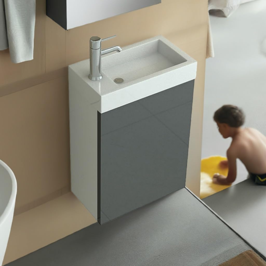 Jet-line Badmöbel Waschbecken Bad Ausstattung Unterschrank Waschplatz Badset 'Aarau (Grau), Grau