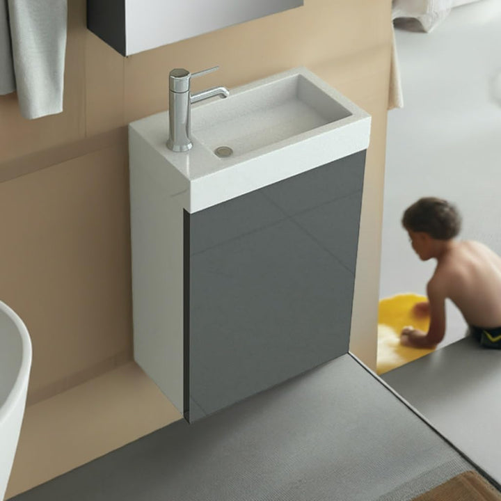 Jet-line Badmöbel Waschbecken Bad Ausstattung Unterschrank Waschplatz Badset 'Aarau (Grau), Grau