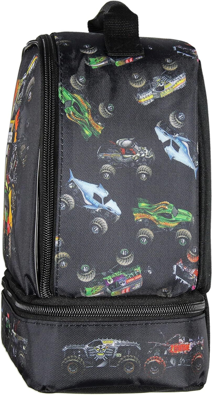 Monster Jam Grave Digger Megalodon Pirate's Curse Dual Compartment Lunch Box Bag