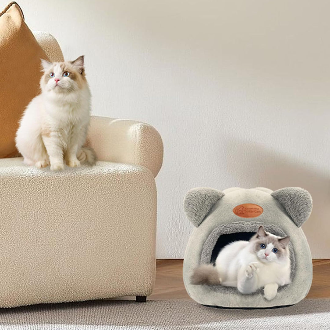 Waschbares Katzenhaus Indoor Katzen Katzenhöhle Mit Anti-Rutsch Boden undAbnehmbarem Matte,ür Katzen