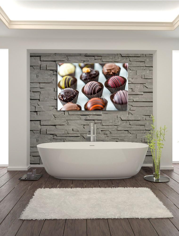 Pixxprint Süsse Pralinen Format: 100x70 auf Leinwand, XXL riesige Bilder fertig gerahmt mit Keilrahm