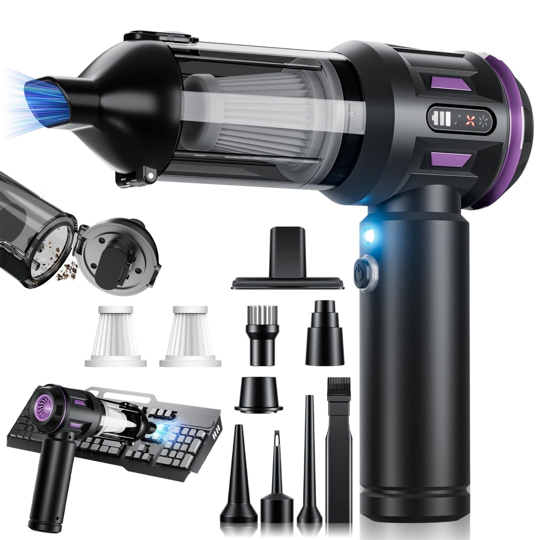 Handstaubsauger, Akku für Handstaubsauger mit Digitalanzeige und LED-Beleuchtung, 21000 Pa bürstenlo