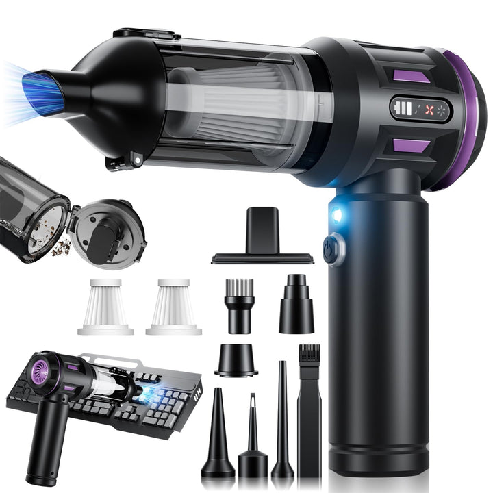 Handstaubsauger, Akku für Handstaubsauger mit Digitalanzeige und LED-Beleuchtung, 21000 Pa bürstenlo