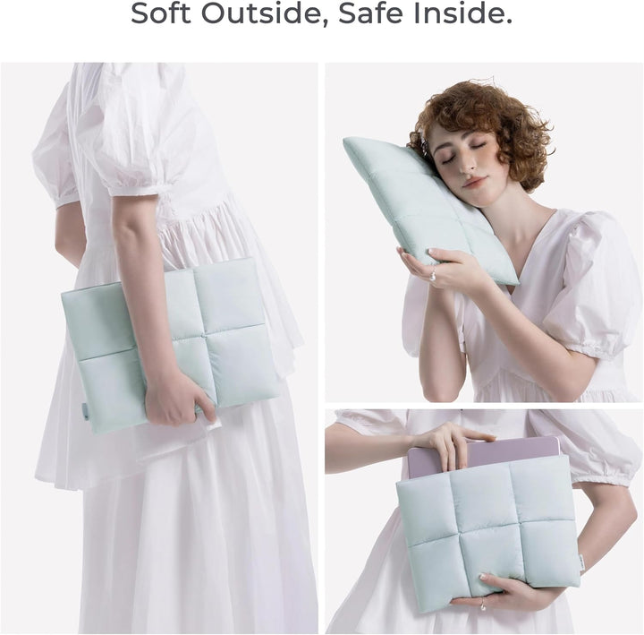 Comfyable Puffy Laptop Sleeve 13 Inch 14 Inch, Quilted Puffer Laptop Carrying Case for Women, Pillow