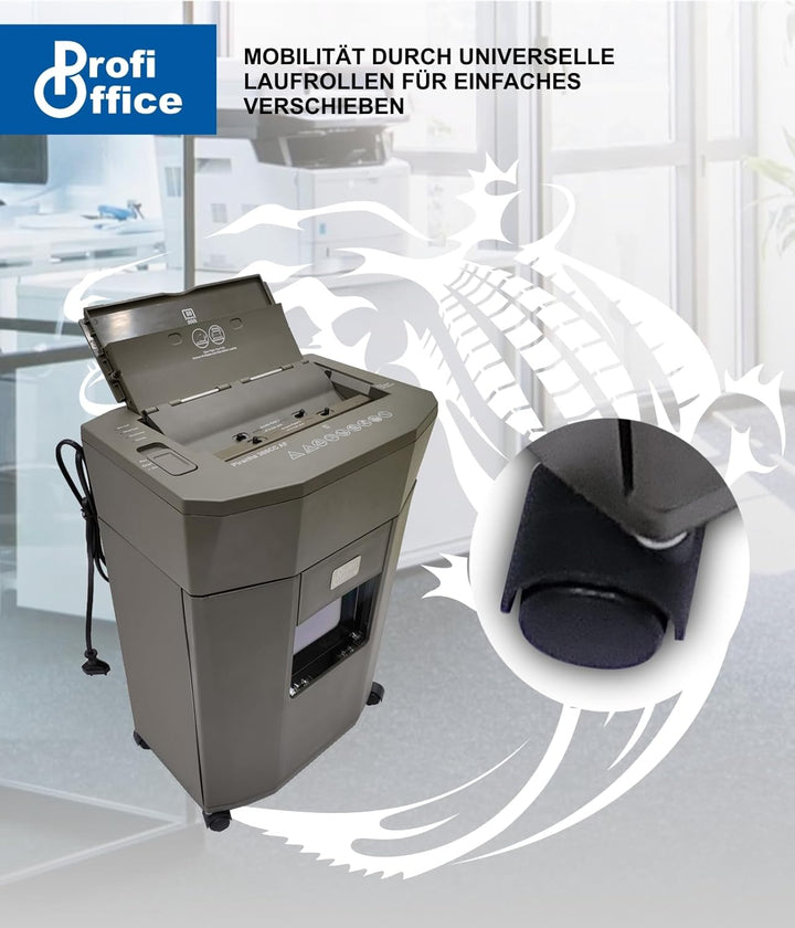 Aktenvernichter autofeed Partikelschnitt Sicherheit P-4 Profi Office Piranha 308 AF - 80 Blatt Einzu