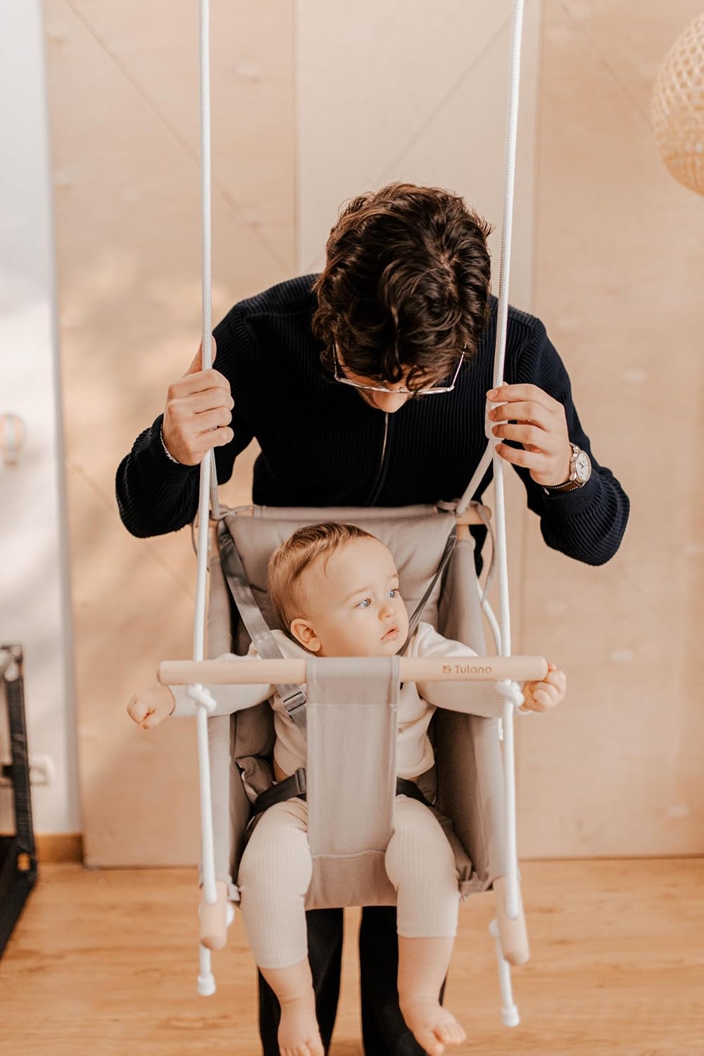 Tulano Hop 40 3in1 Babyschaukel – Mitwachsend durch Sitz- und Liegefunktion – 5-Punkt Sicherheitsgur