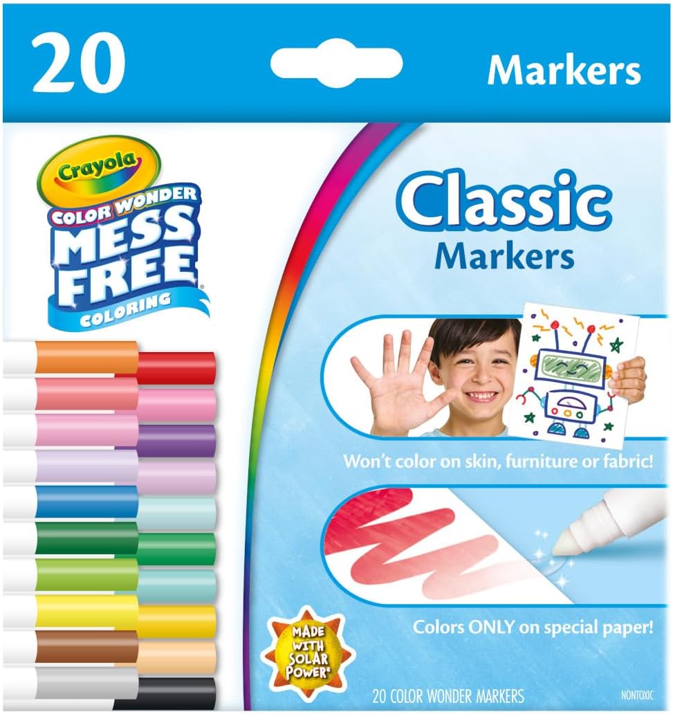CRAYOLA Color Wonder Marker-Nachfüllset (20 ct), saubere breite Linienmarker für Kleinkinder, sauber