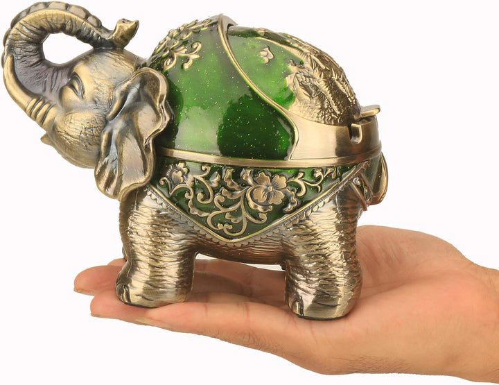 Ständer Elefant Dekorativer Aschenbecher mit Deckel für Zigaretten Metall Rauchen Aschenbecher Halte