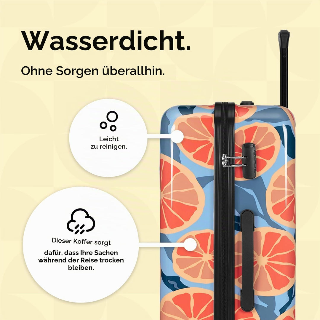 Handgepäck Koffer mit 4 Rollen 53x35x20cm - Hartschalen Kabinentrolley - Zahlenschloss - 33L - Grape