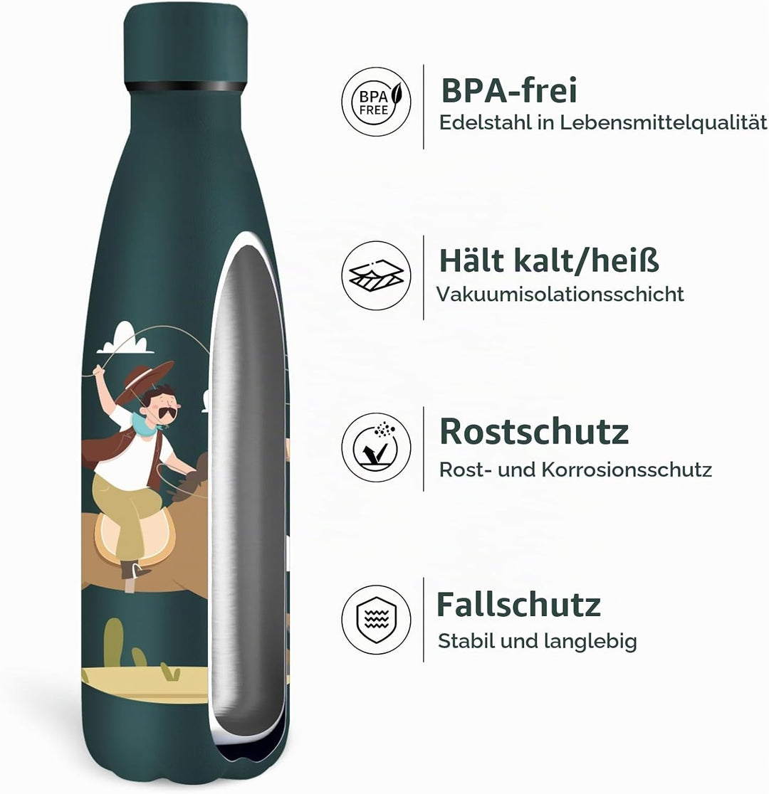 Grsta Trinkflasche 500ml, Trinkflasche Edelstahl, Wasserflasche für Kohlensäurehaltige Getränke, Iso