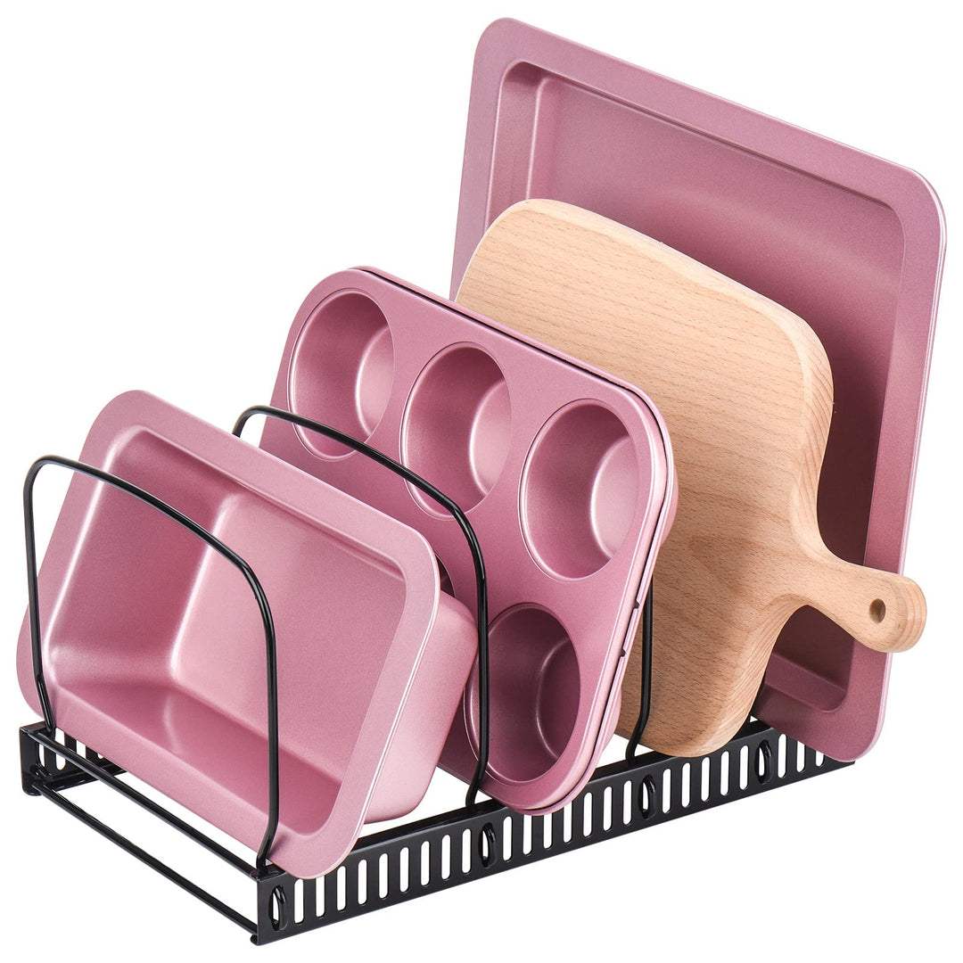 Toplife Deckelorganizer für Teller, Deckelhalter mit 10 verstellbaren Teiler, Abtropfgestell, Küchen
