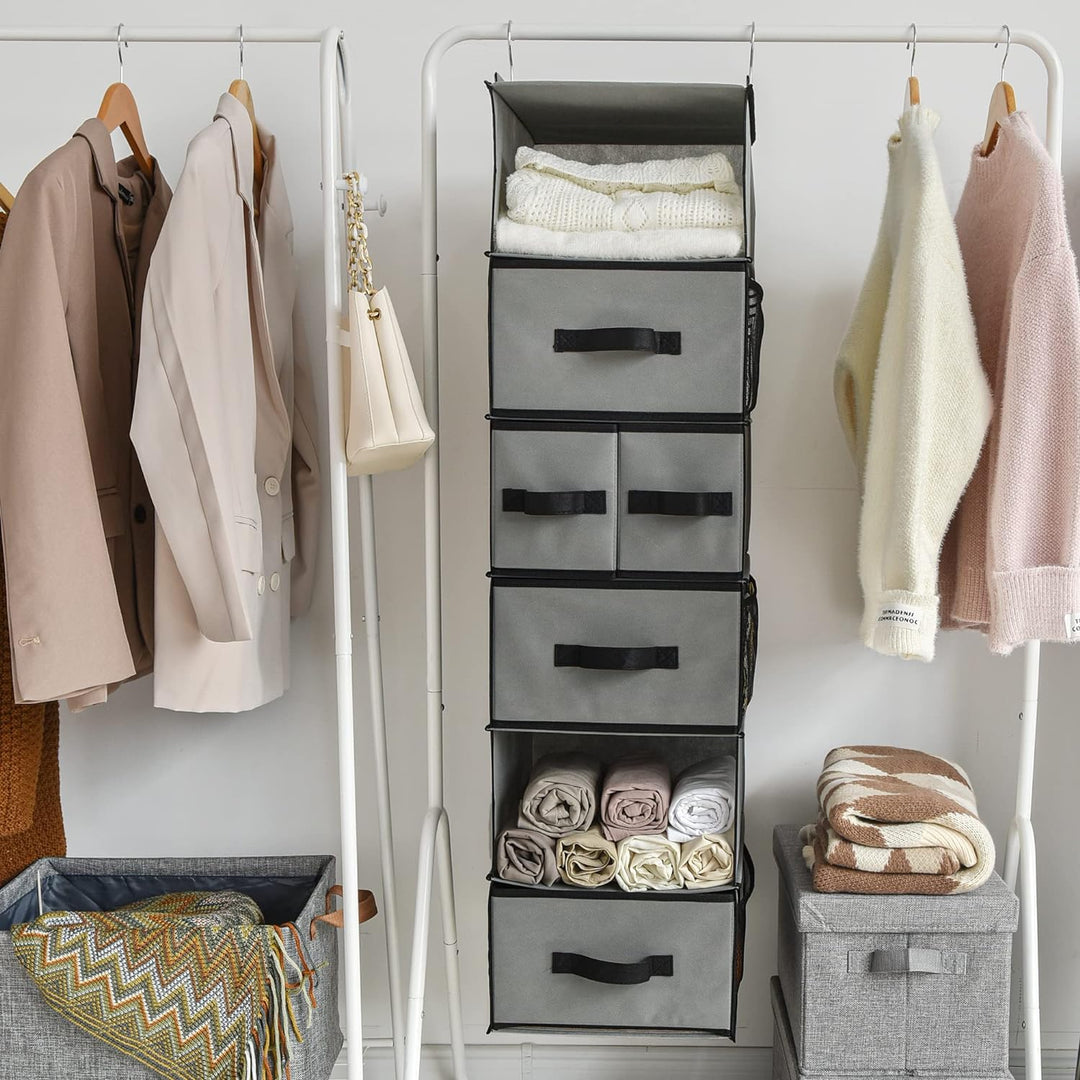 GRANNY SAYS Kleiderschrank Organizer Hängend, 1er-Pack Hängeorganizer mit Schubladen, Grau Hängeaufb
