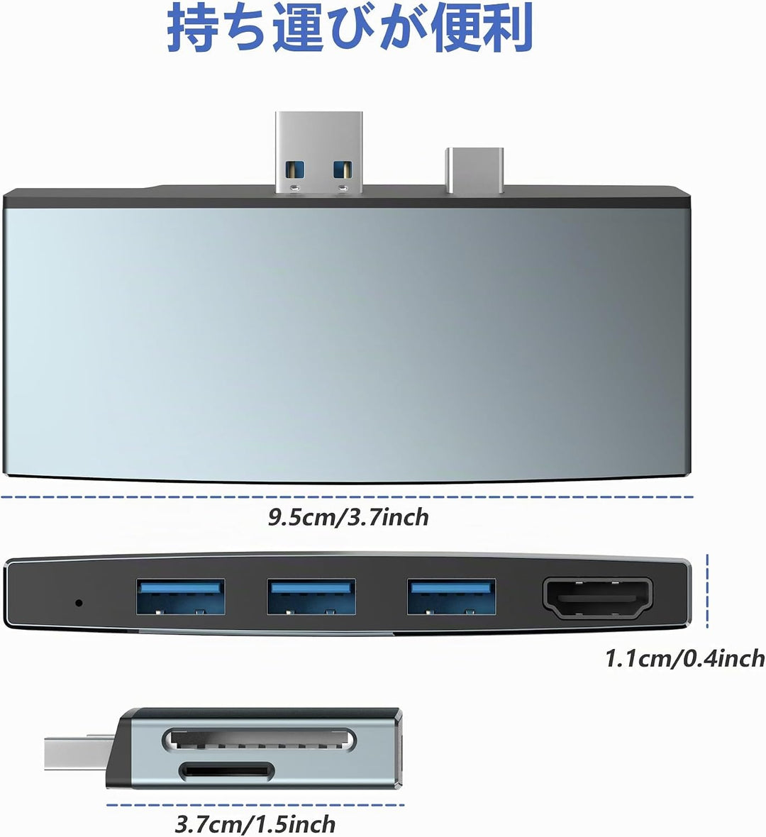 Cateck Microsoft Surface Pro USB Hub Docking Station, Aluminium Surface Pro 4/5/6 USB 3.0 Hub Adapte