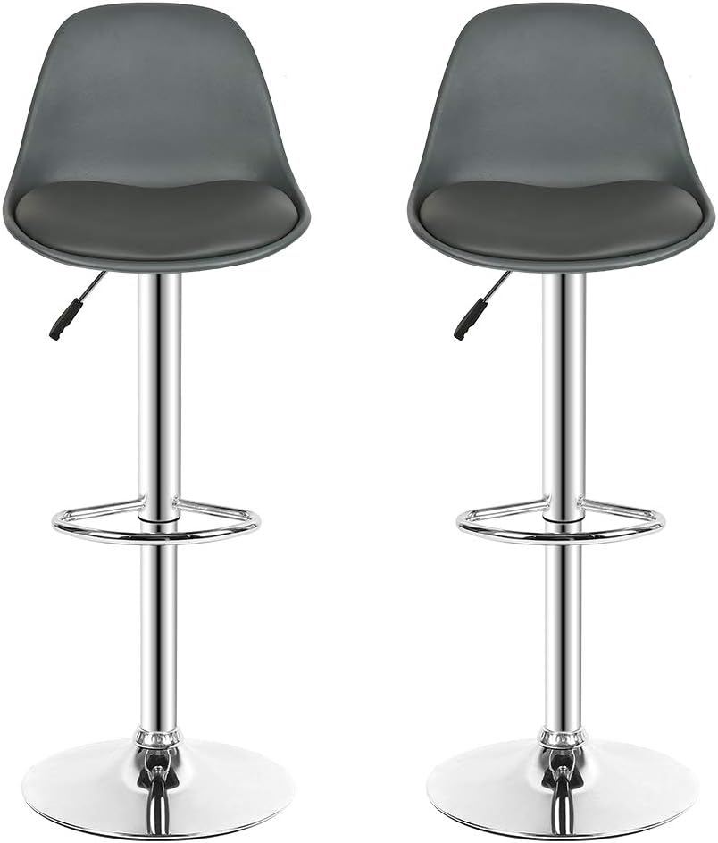 Barhocker 4er-Set, 360° Drehbar und Höhenverstellbar, Barhocker Barstuhl aus PU-Leder (4, grau) 4 Gr