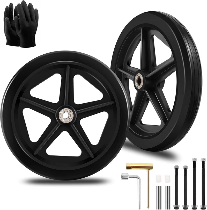 2 Stück 200 mm Solide Ersatzräder – Umweltfreundliches Gummimaterial, Verschleissfeste PU-Reifen, Ru