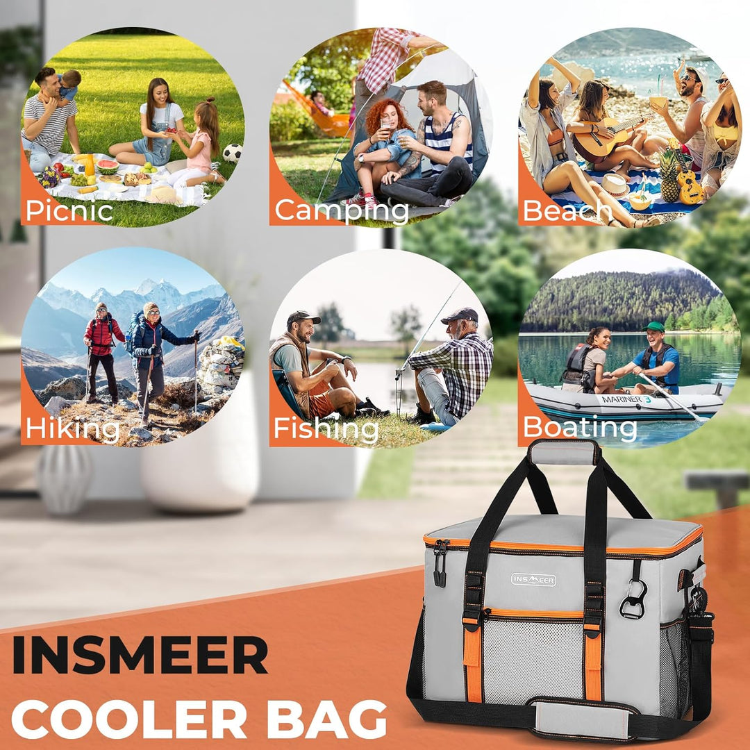 INSMEER Kühltasche Gross 50 l, Kühltaschen Faltbar für 80 Dosen, Faltbare/Auslaufsicher mit Öffner,