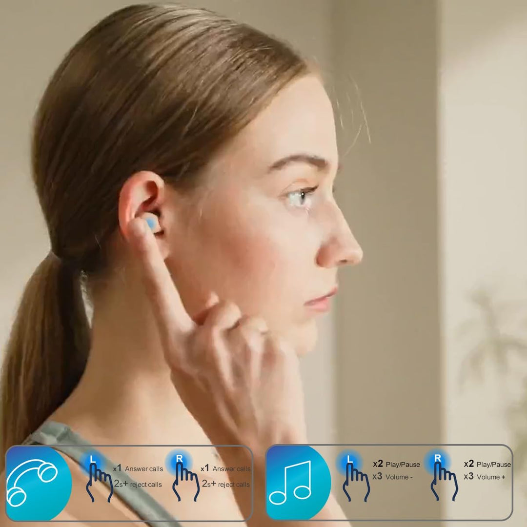 eleror Kabellose Mini-Bluetooth-Ohrhörer, klein/leicht/dünn, für Schlaf/Arbeit/Fitness/Laufen/Drive,