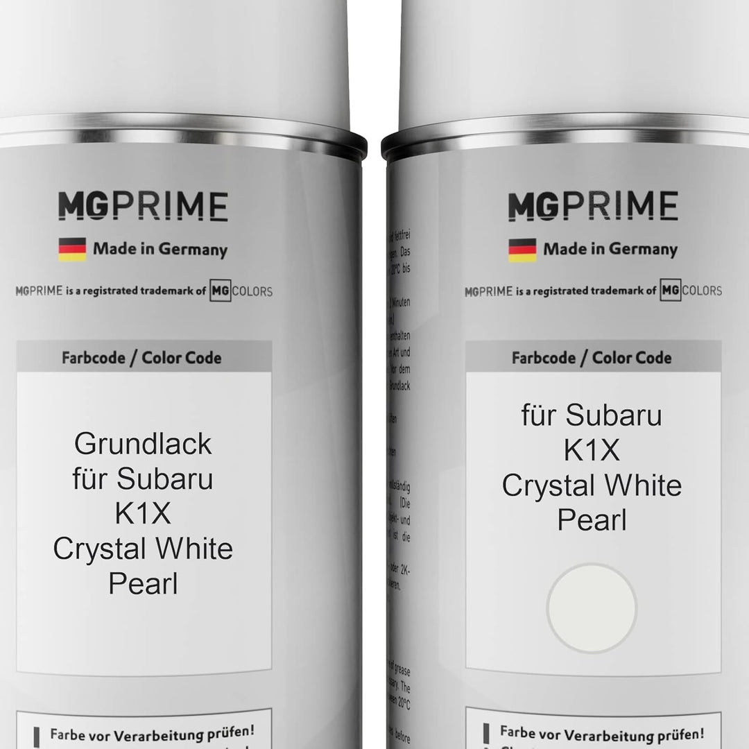 MG PRIME Autolack Sprühdosen Set für Subaru K1X Crystal White Pearl Grundlack Basislack Klarlack Spr