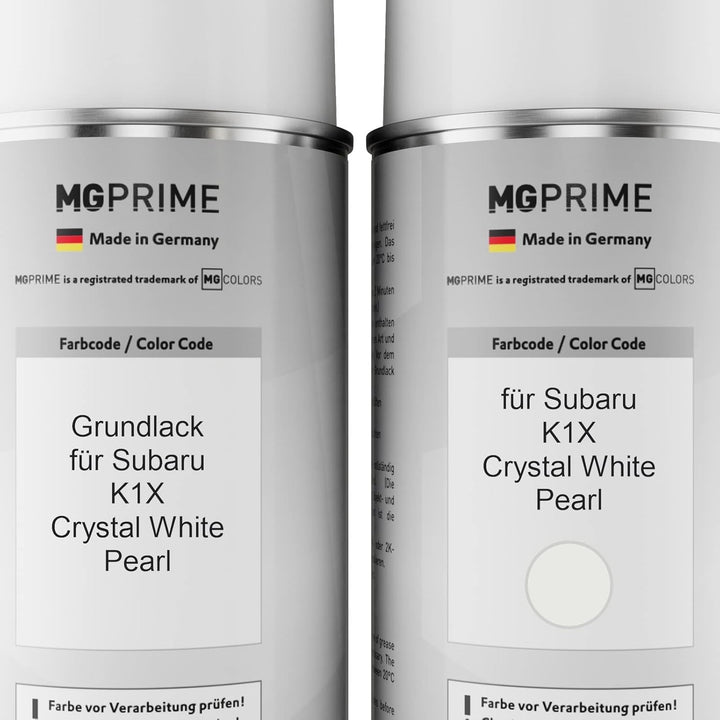 MG PRIME Autolack Sprühdosen Set für Subaru K1X Crystal White Pearl Grundlack Basislack Klarlack Spr