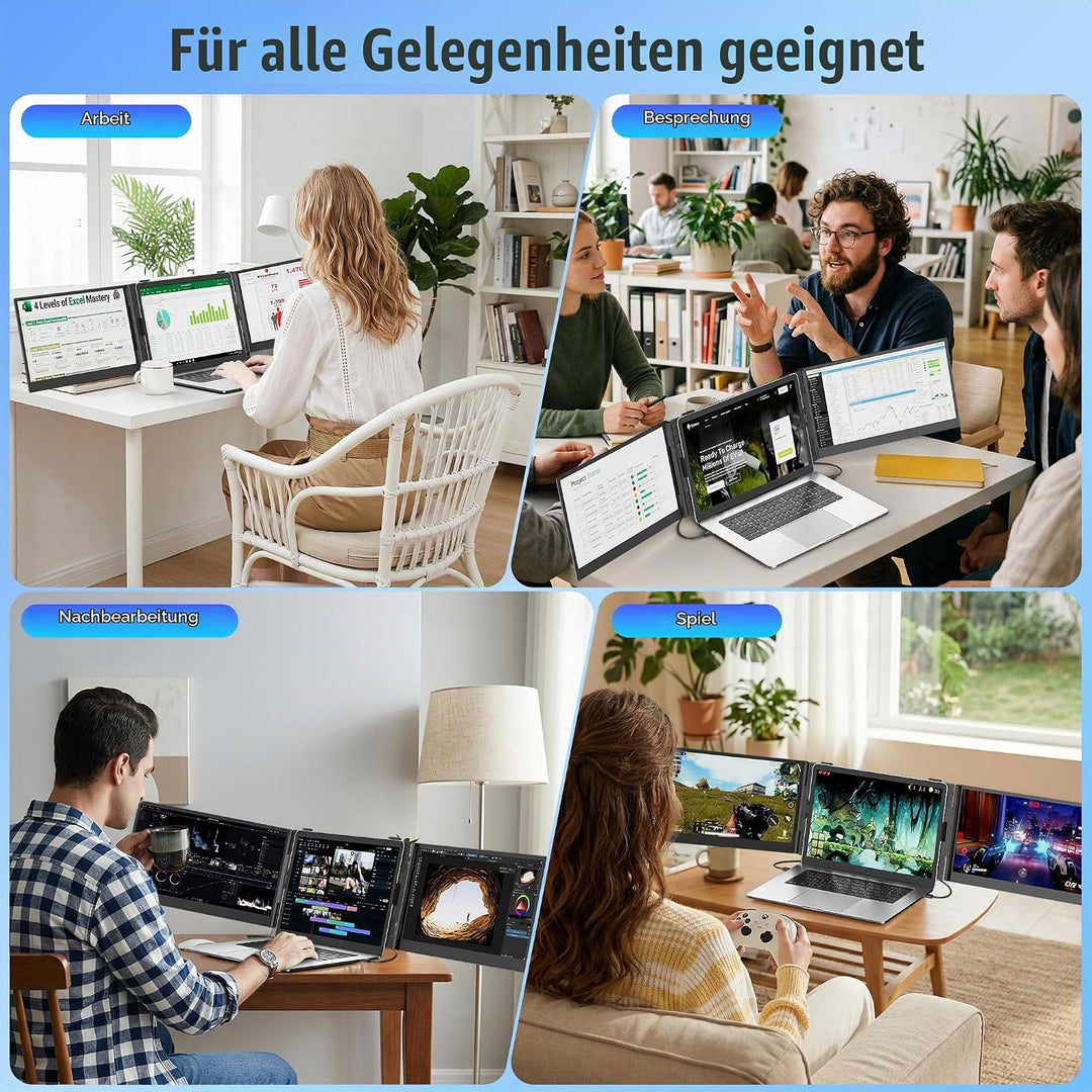 KEFEYA 14” Laptop Bildschirm Erweiterung, 100% sRGB FHD 1080P Laptop Screen Extender, Laptop Monitor
