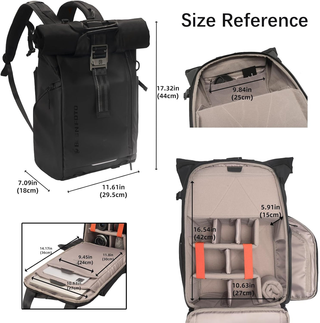 Besnfoto Kamerarucksack Wasserdicht, Fototasche Kameratasche für DSLR SLR spiegellose Kamera mit Lap