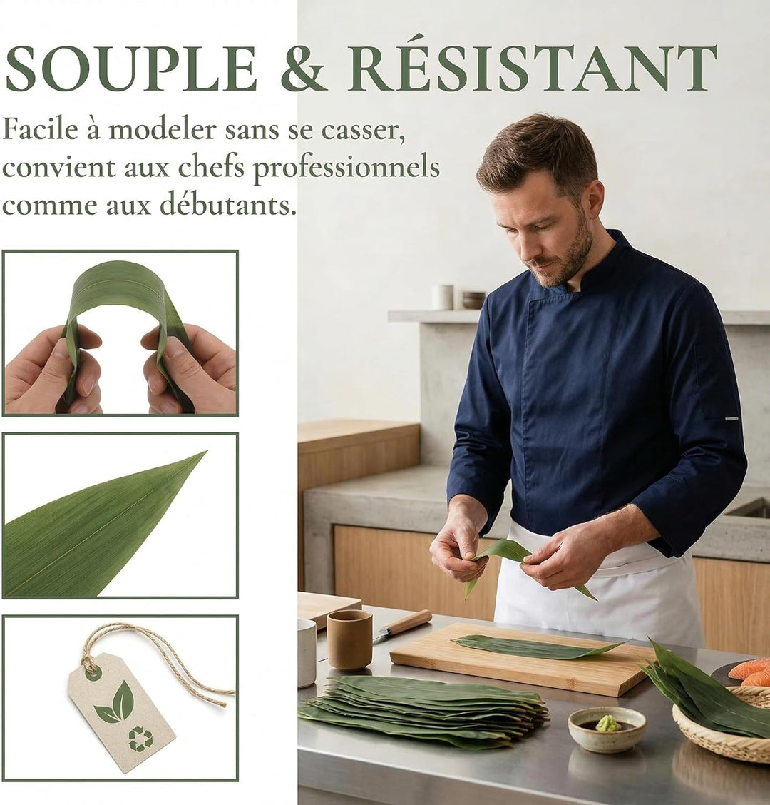 DOITOOL 100 Stück Sushi-Bambusblätter Bananenblätter Machen Zongzi-Kit Tellerdekorationen Urlaubspar