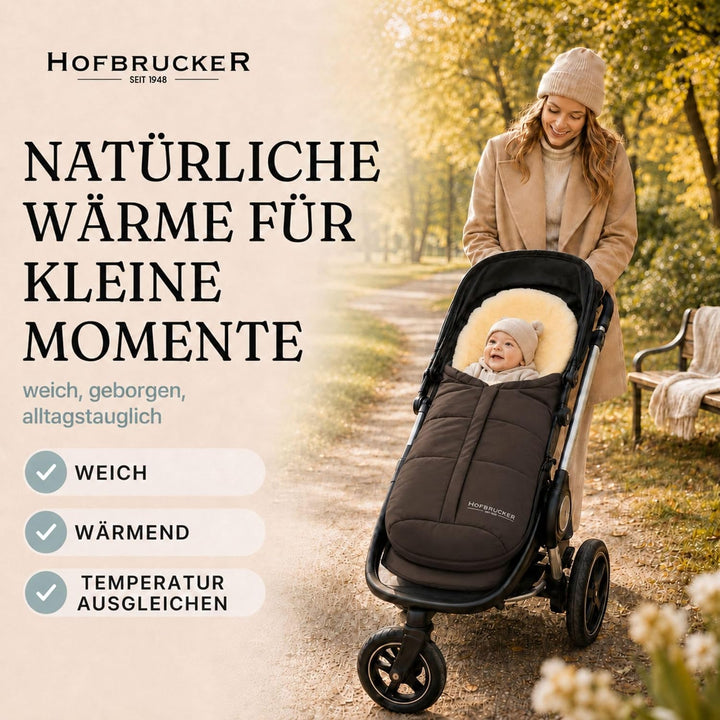 Hofbrucker Lammfell-Fusssack Eskimo für Babyschale, Kinderwagen, Buggy/Universeller Winterfusssack/F