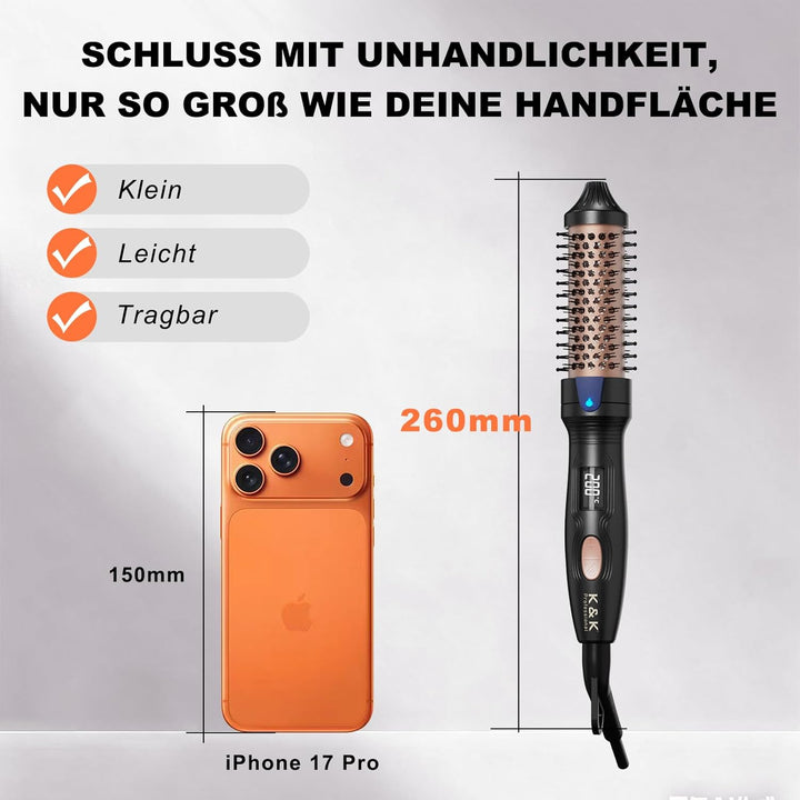 K&K Thermobürste Keratin Thermal Brush Protect Beheiztes Fass Heisse Haarbürste, Ionisch Glatt Schei