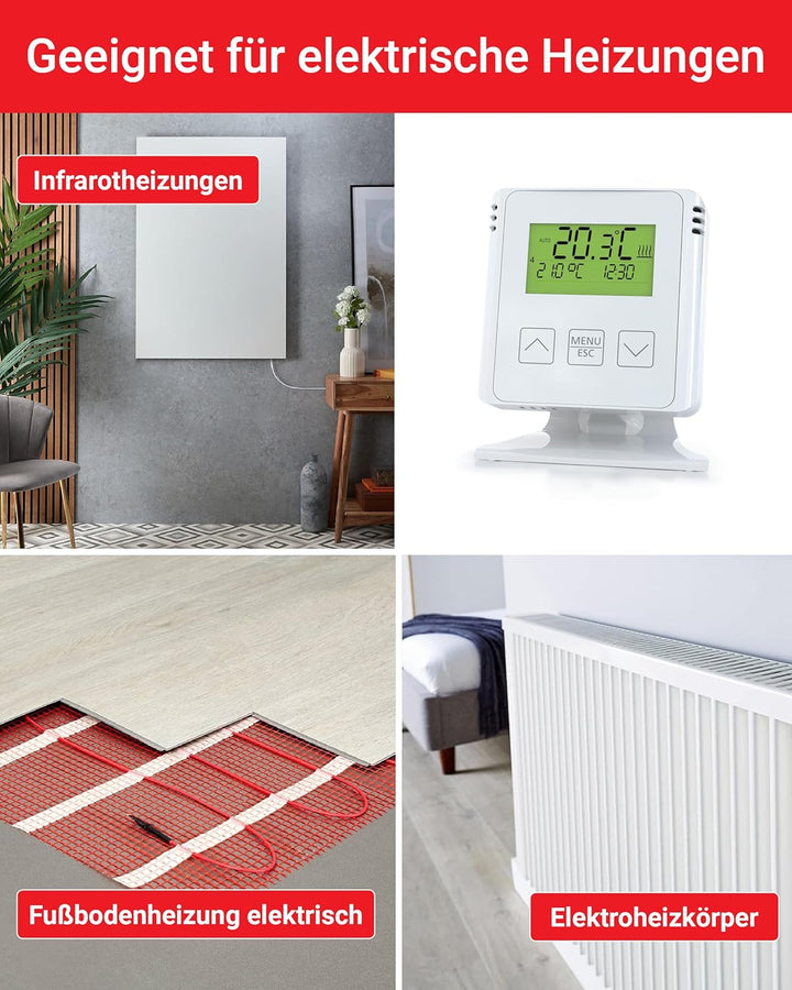 ELEKTROBOCK BT731 Funk-Raumthermostat mit Empfänger - Standfuss - Reichweite bis 35 m - Für elektris