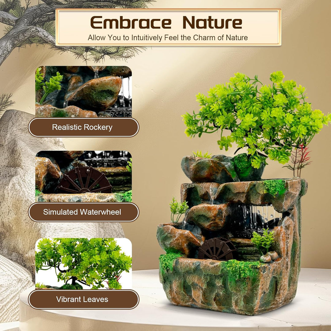 LED Drunnen Garten Tisch Zimmer Brunnen Schalen Steingärten Wasser Bäume Lampe zimmerbrunnen Wassers