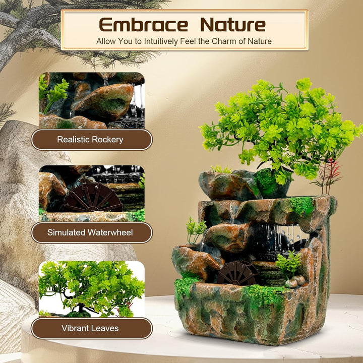 LED Drunnen Garten Tisch Zimmer Brunnen Schalen Steingärten Wasser Bäume Lampe zimmerbrunnen Wassers