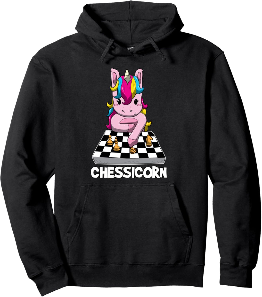 Chessicorn Lustiges Einhorn Spielt Schach Geschenk Pullover Hoodie