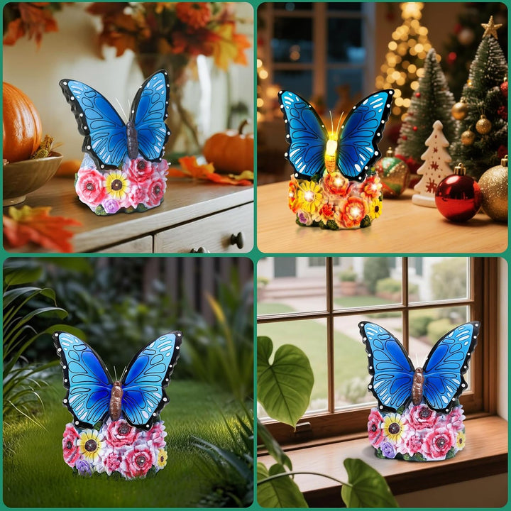 Linkax Geschenke für Frauen Mama Oma, Solar Gartenfiguren Schmetterling Gartendeko für Draussen, mit