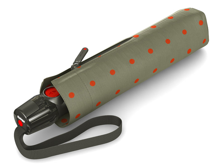 Knirps Taschenschirm T.200 Duomatic Dots – Auf-Zu-Automatik – Sturmfest – Windproof – Punkte-Design