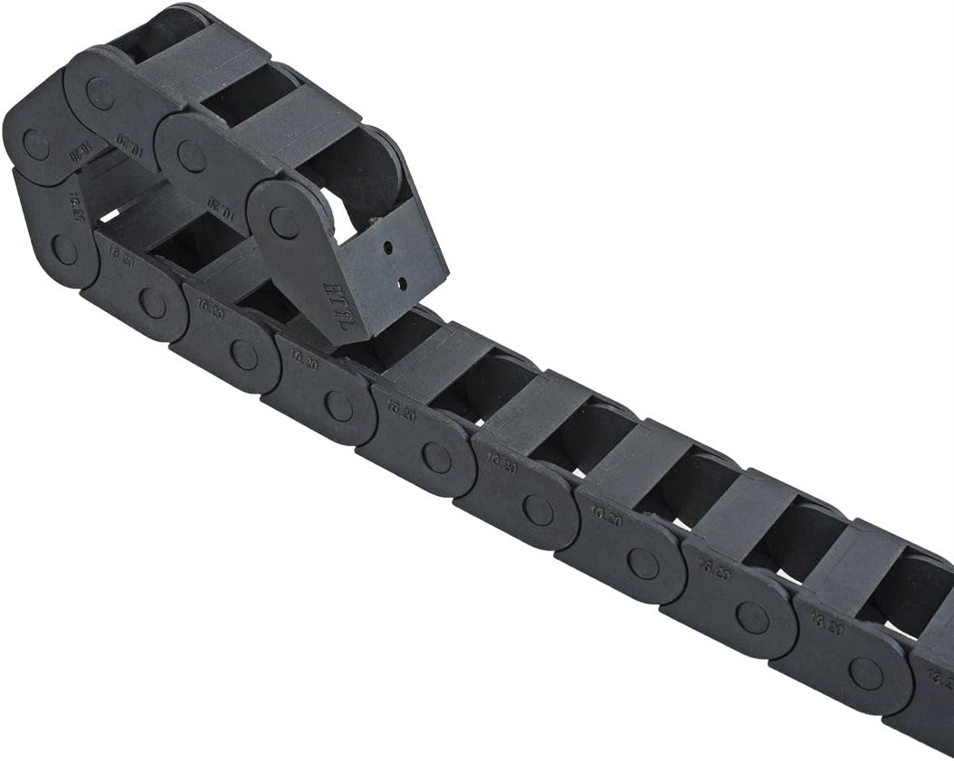 sourcing map R18 10mm x 20mm Schwarz Kunststoff Kabelschlepp Kette Draht Träger 1M Länge CNC