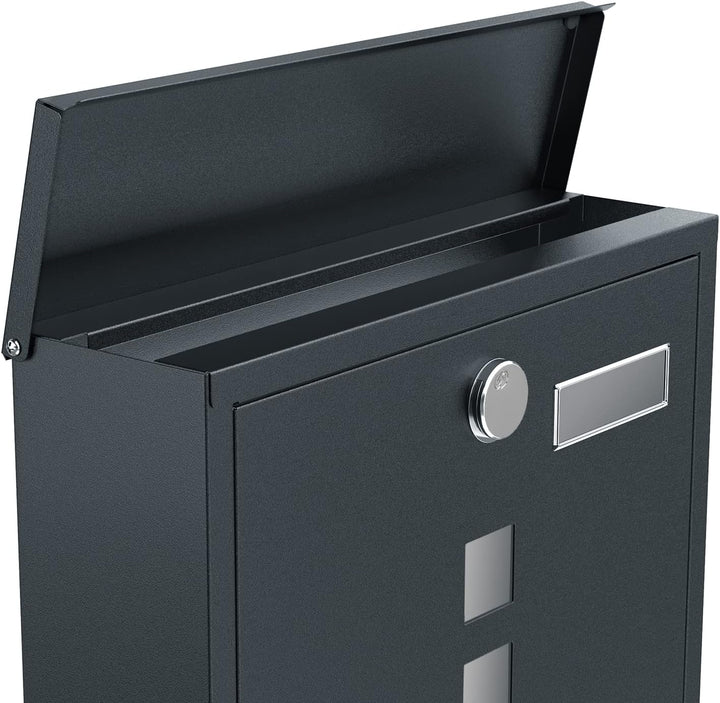 SONGMICS Briefkasten, 2er Set, Wandbriefkasten, Schloss mit Kupfer-Schliesszylinder, drehbare Abdeck